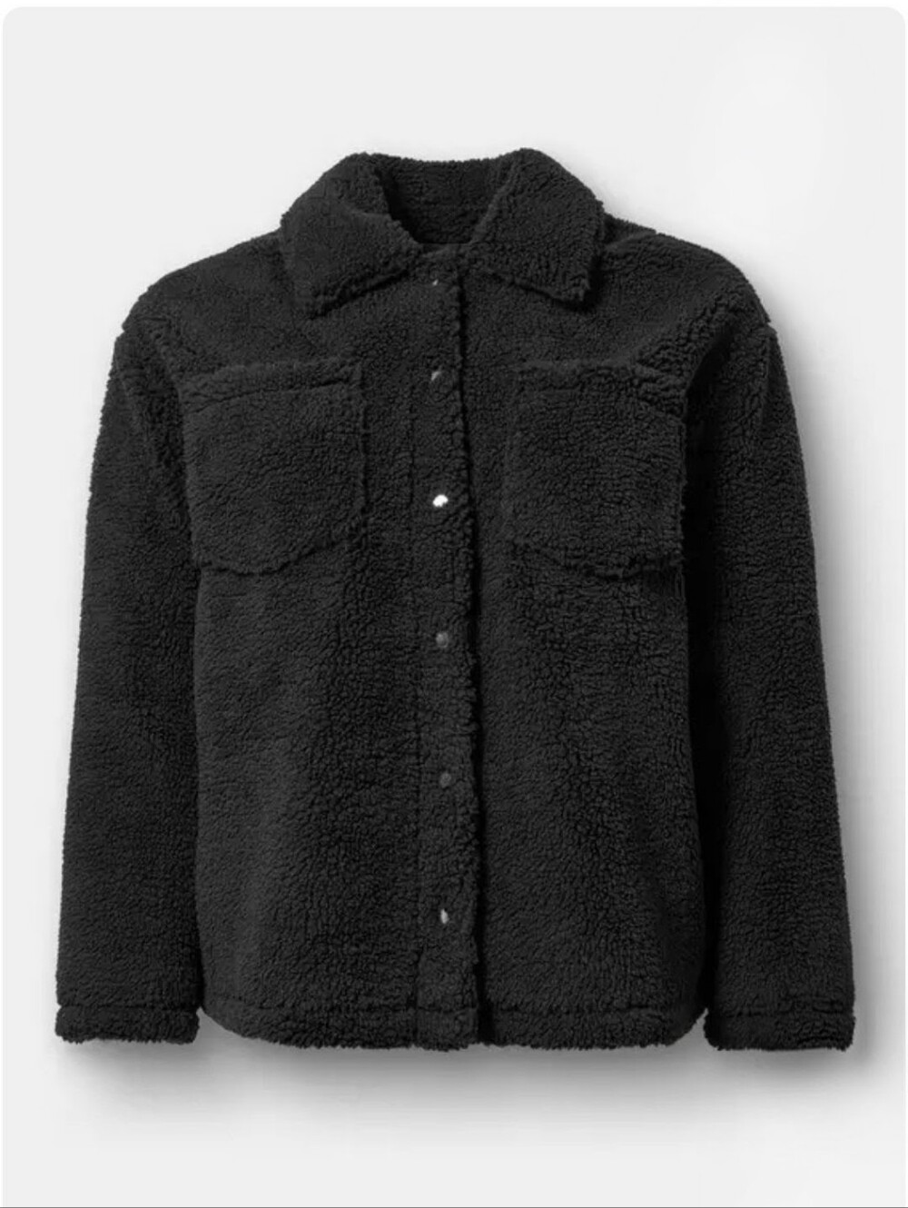 Torrid Black Snap Button Front Sherpa Shacket Chest Pockets 2X - Picture 5 of 11